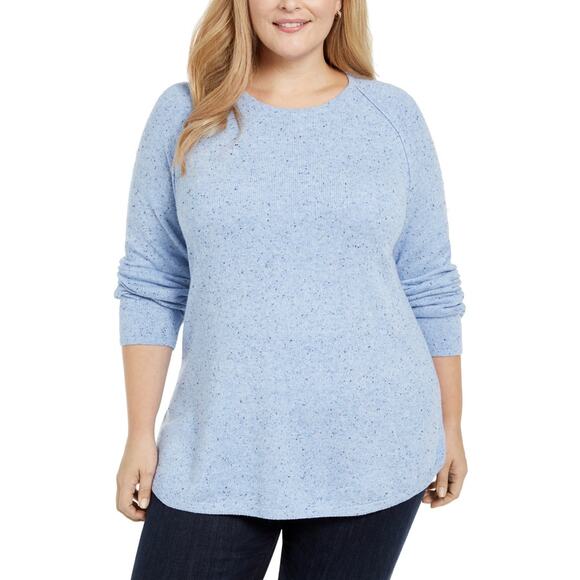 NEW Karen Scott Women's Light Blue Heather Confetti Sweater Plus Size 2X NWT - Picture 1 of 10